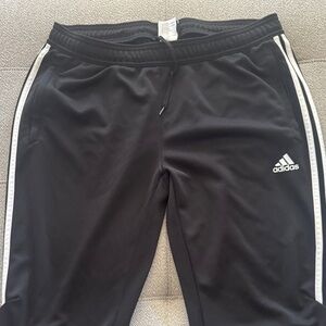 Adidas Kids Black Joggers with White Stripes